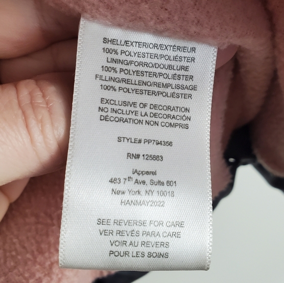 Girl's Pink Platinum Puffer Jacket with Hood - Gray and Pink. 4T - Picture 4 of 13